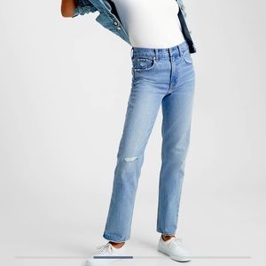 GAP Sky High Distressed Straight Leg Jeans